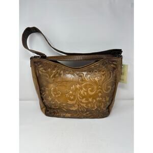 Civico 93 NWT Genuine Embossed Brown Leather Made in Italy Shoulder Bag Purse